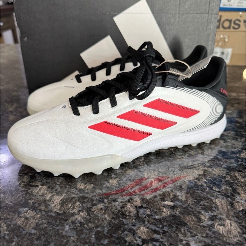 Adidas Copa Pure III Pro TF Soccer Cleats White Red Black IE1167 Mens 7.5